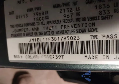 2013 Mazda Mazda3 I Sv из США, поврежденный, VIN JM1BL1TF3D1785023